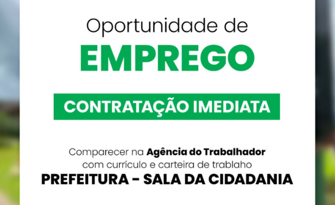 Vagas de Emprego Com Contratação Imediata