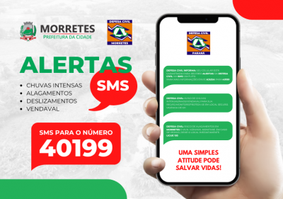 Defesa Civil do Estado oferece SMS gratuito de alerta de riscos em Morretes