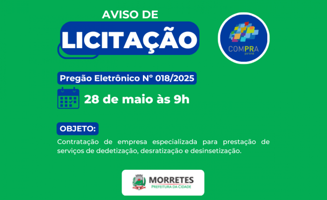 Licitação 018/2025: Processo Para Contratação de Serviços de Dedetização