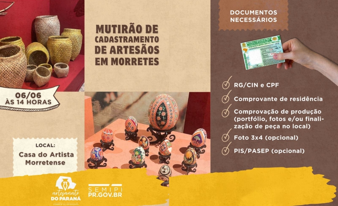 Convite: Durante A 39ª Festa Feira Acontece O Mutirão de Cadastramento de Artesãos