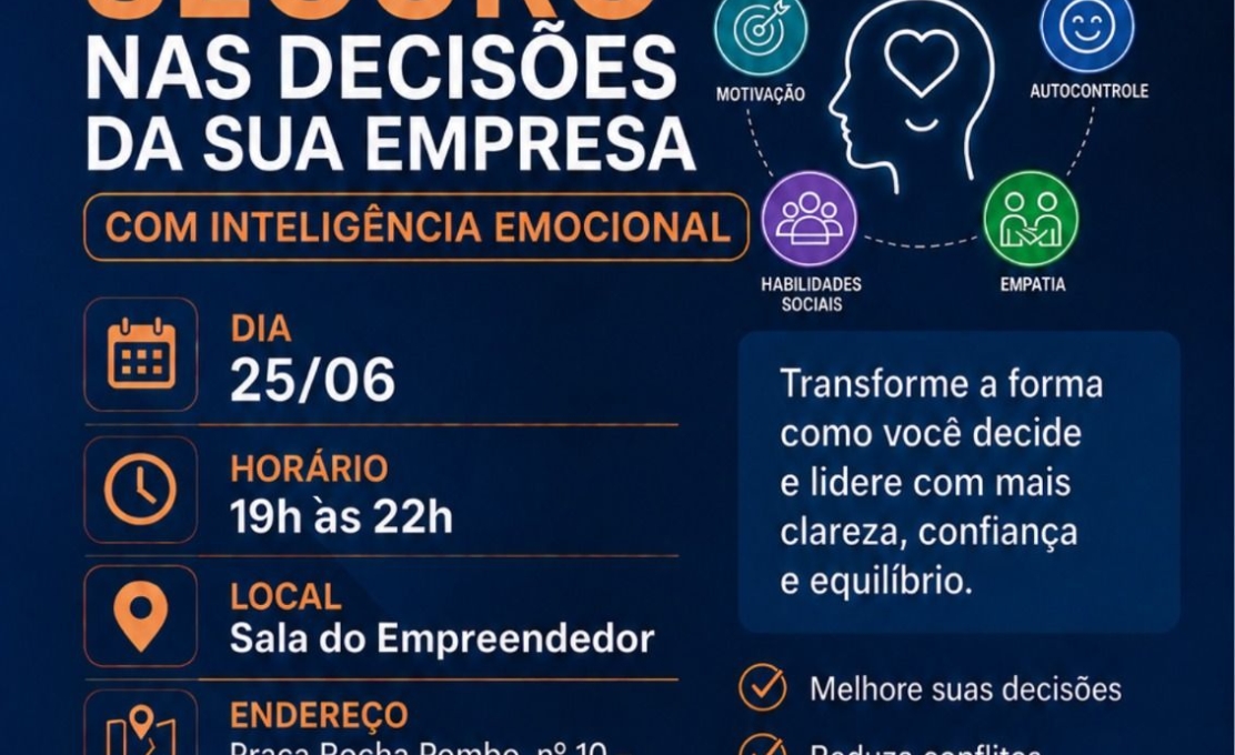 Sala do Empreendedor promove palestra sobre inteligência emocional e tomada de decisões nos negócios