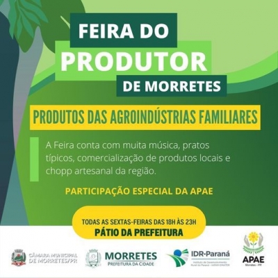 Prefeitura de Morretes convida a população a participar da Feira de Produtor