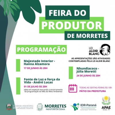 Feira do Produtor de Morretes tem programação com apresentações culturais premiadas pela Lei Aldir Blanc