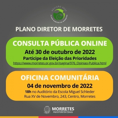Prefeitura de Morretes convida população para a última oficina comunitária da revisão do plano diretor