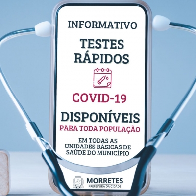 Testes Rápidos de Covid-19 estão disponíveis em todas as U B S do município